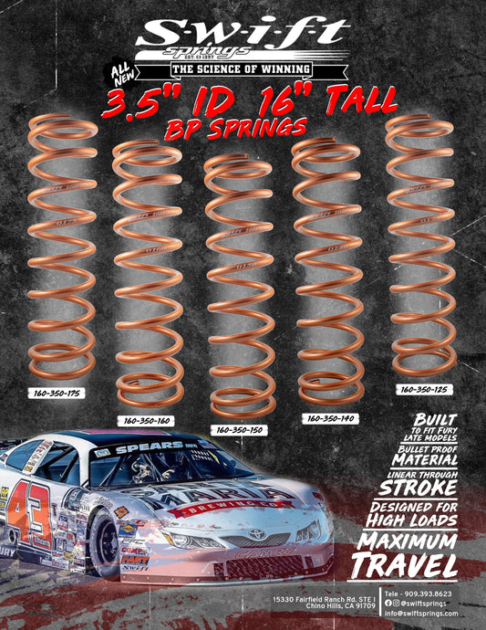 Swift Springs Introduces All new 3.5" ID 16" Tall BP Springs!