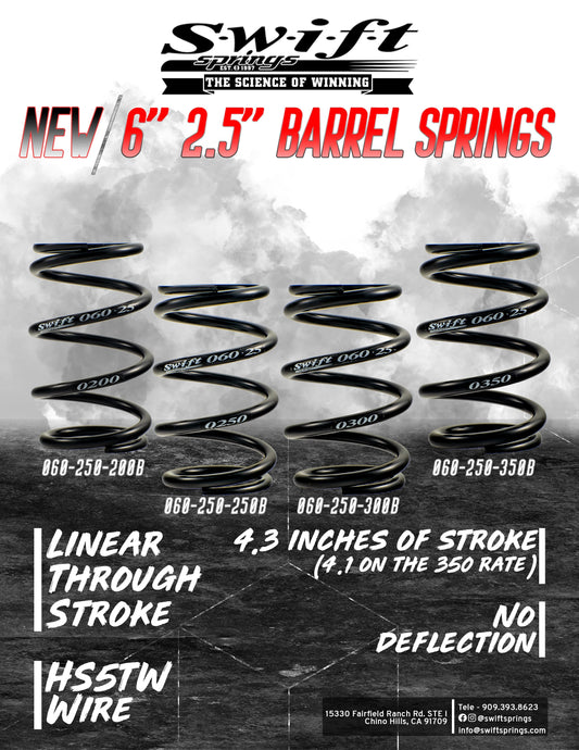 Swift Springs introduces 6" 2.5" Barrel Springs!