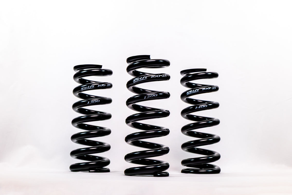 10" length Zero Ride Height Front Springs designed for Late Model Stock ranging from 1200lb - 1400lb spring rate.